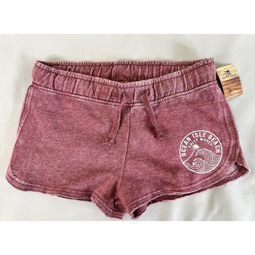Salty Wave Collection Women's Size XL Sweat Shorts Red Ocean Island Beach New